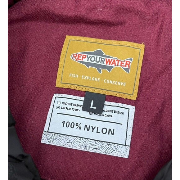 REPYOURWATER Men's L Insulated Vest Red/Tan Fish-Explore-Conserve - Picture 10 of 10